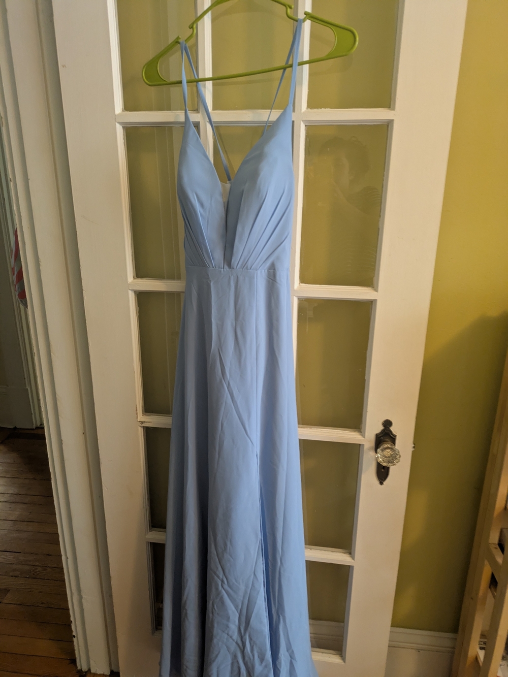 JJs House Light Blue Spaghetti Strap V-Neck Maxi Dress